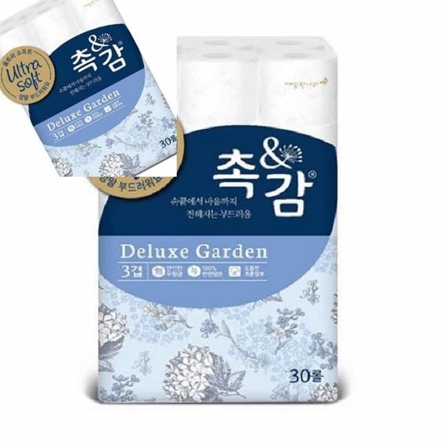 깨끗한나라 3겹 촉 감 디럭스가든 화장지 30Mx30롤 두루마리휴지 롤휴지 천연펄프화장지 화장지30롤
