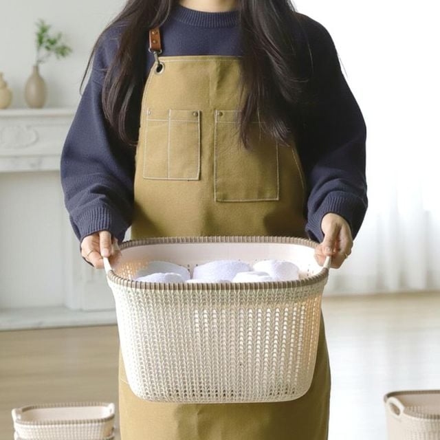 중형 라탄수납바구니 인테리어 소품함 정리함