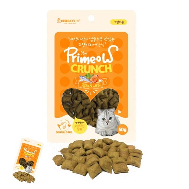 고양이주식 고양이먹이 프리미요 크런치 50g 참치 새우 고양이 간식
