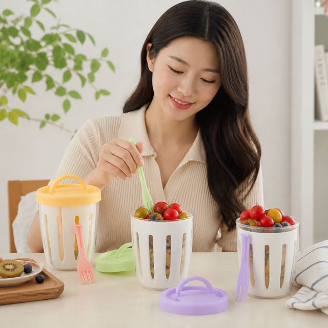 런치박스 과일용기 샐러드보관함 휴대용 도시락통 후르츠컵 보관용기 - 이미지 1