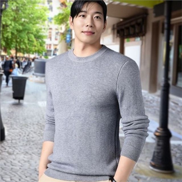 남성 니트 남성 라운드 넥 니트 슬림핏 비즈니스 데일리 봄가을