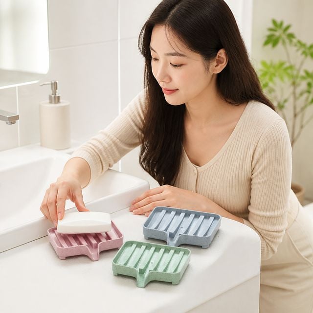 비누받침대 욕실 비눗갑 거치대 케이스 물빠짐형 욕실용품 세면대용 - 이미지 1