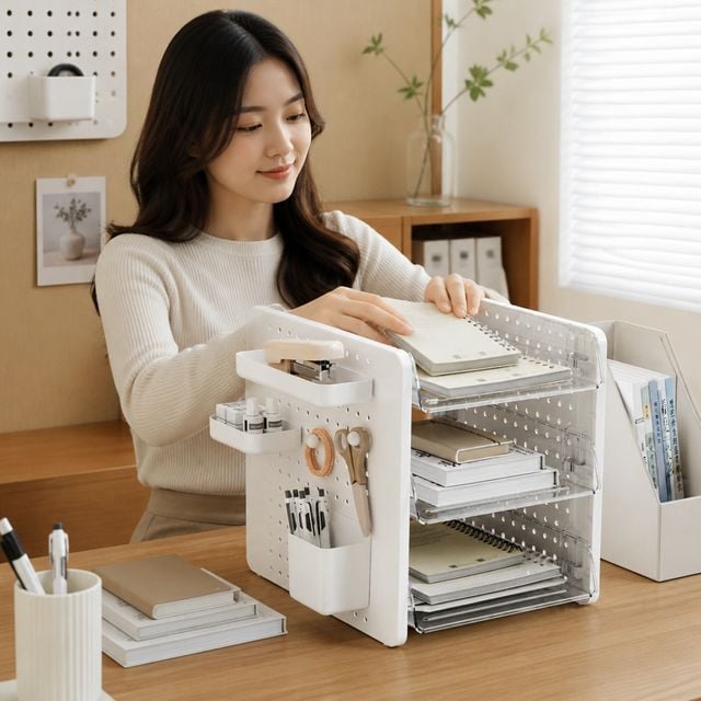 문서보관함 사무용 서류함 3단 파일꽂이 데스크오거나이저 정리함 - 이미지 1