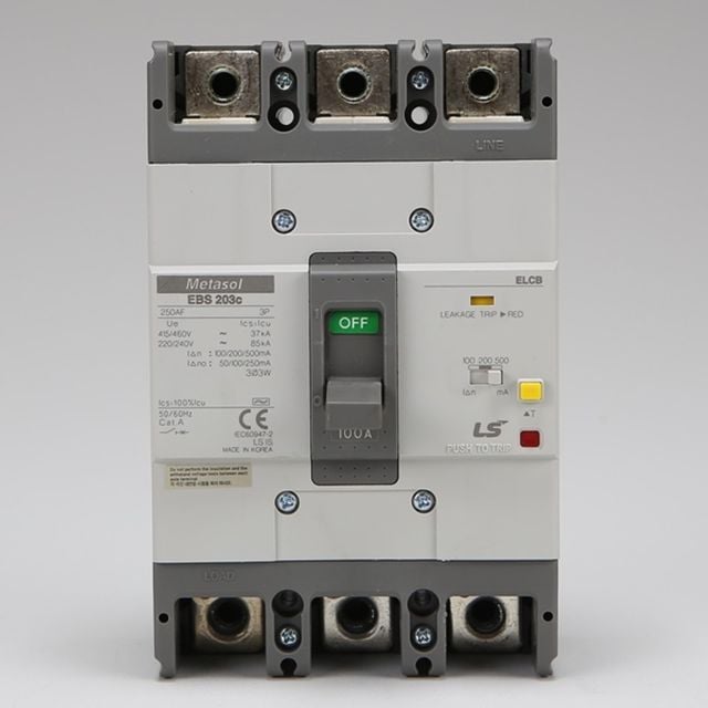 LS 누전차단기 EBS 203C, 3P 100A 산업용 차단기 - 이미지 1