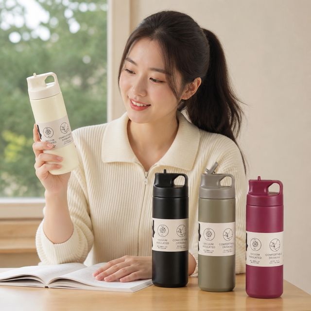 플립스트로 텀블러 550ML 보온 보냉병 휴대용 물병 식당 오피스컵