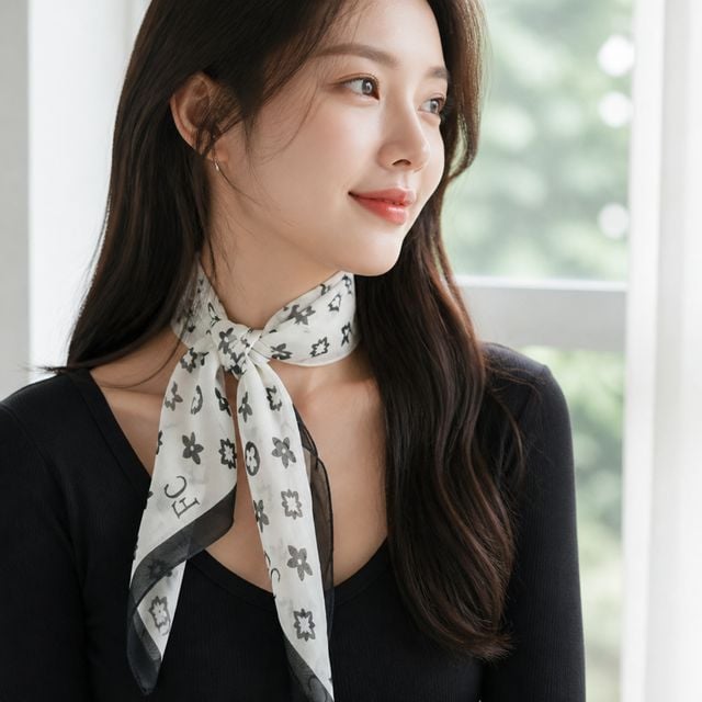 여성 목스카프 쁘띠 손수건 65x65cm 간절기 포인트 스카프 - 이미지 1