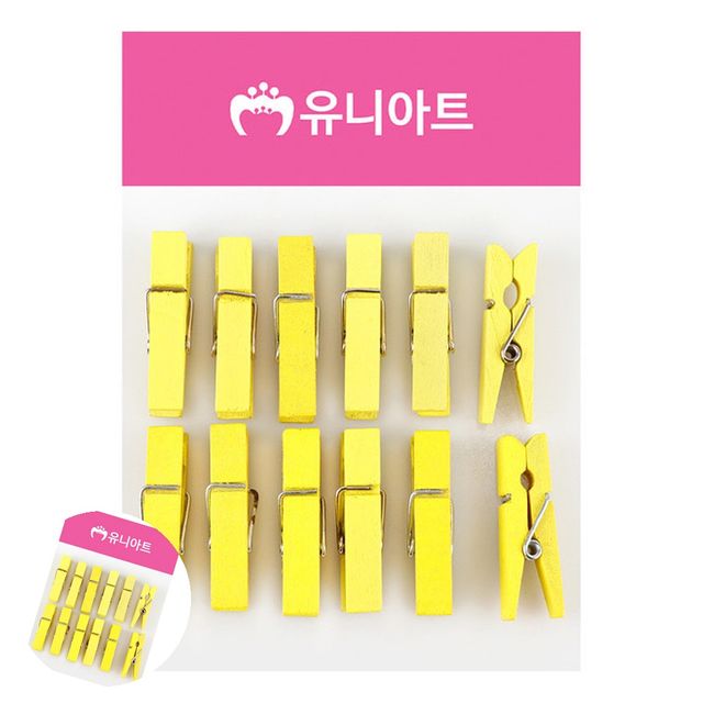소품걸이 메모집게 나무집게 중 노랑