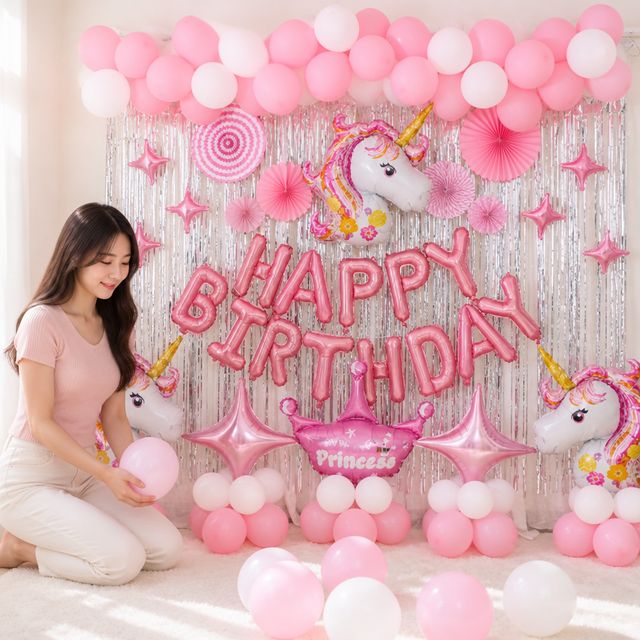 생일 파티 풍선 기념일 축하 용품 꾸미기 구성품 - 이미지 1