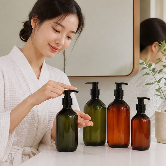 욕실 주방 화장품 용기 리필용 PET 디스펜서 300ml 500ml - 이미지 1