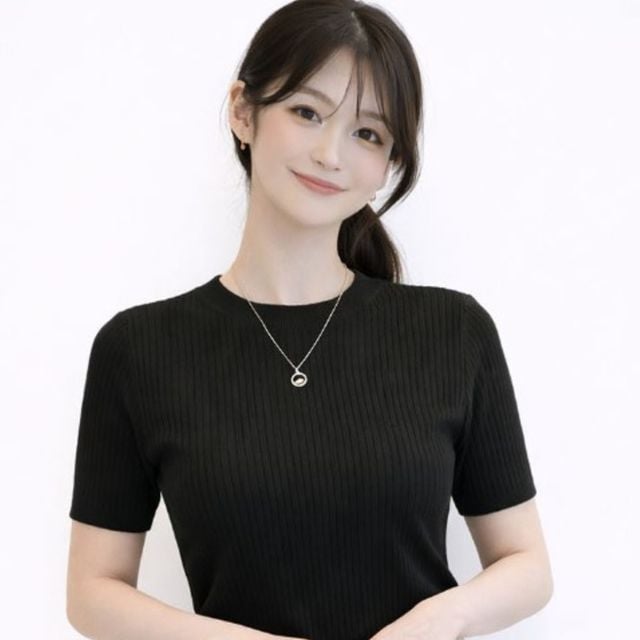 데일리 골지 반팔 니트 라운드 티셔츠 여름 여성 코디 상의