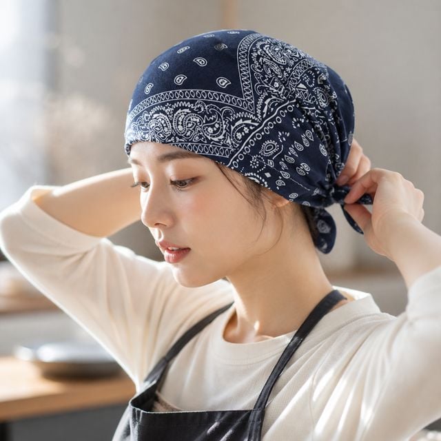 5color 두건 패턴 얇은 조리모 모자