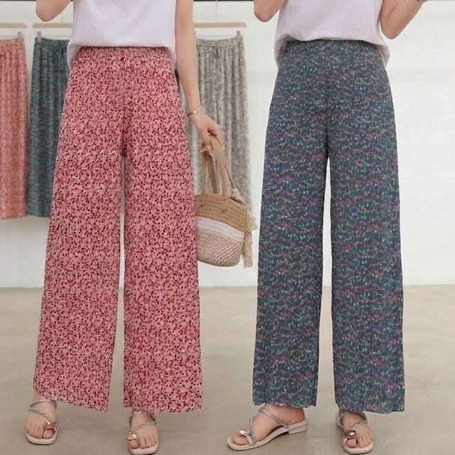 찰랑 꽃바지 꽃무늬 와이드팬츠 여름 꽃팬츠 DD-13479
