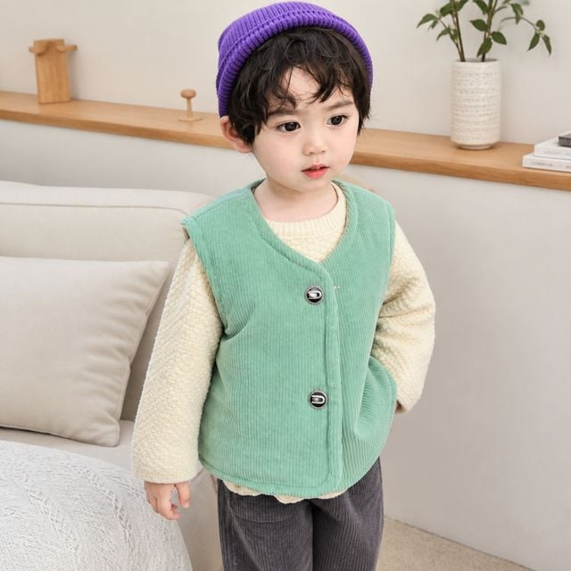 아동 골덴 덤블 조끼 어린이 유아 겨울 외출복 상의 - 이미지 1